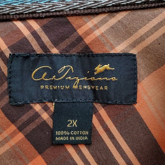 A.Tiziano Orange Cotton Button Up Shirt Logo LS‎ Urban Streetwear Zipper 2X - Picture 5 of 16